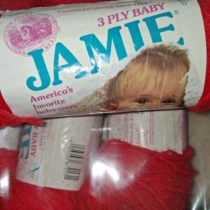 4 Skeins Lion Brand Yarn in Scarlet DISCONTINUED